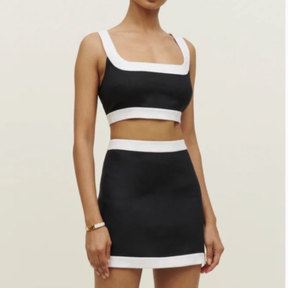 Reformation Robbie Linen Two Piece - Blk/Wht